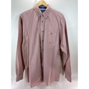 20X Wrangler Orange White Stripe Long Sleeve Button Shirt Men's XL 46"-48" Chest